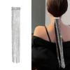 Long Tassel Sparkling Rhinestone Hairpins Silver-Color Geometric Metal Rhinestone Hair Accessory Full Rhinestone Hyperbole Desig