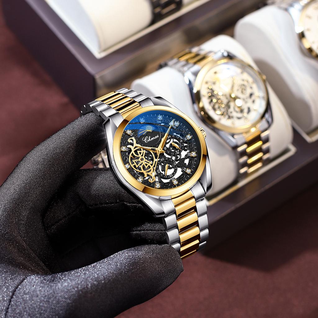 New TOP Brand Luxury Men's Watch With Box Waterproof Sunrise Moon Star Automatic Men's Mechanical Watches