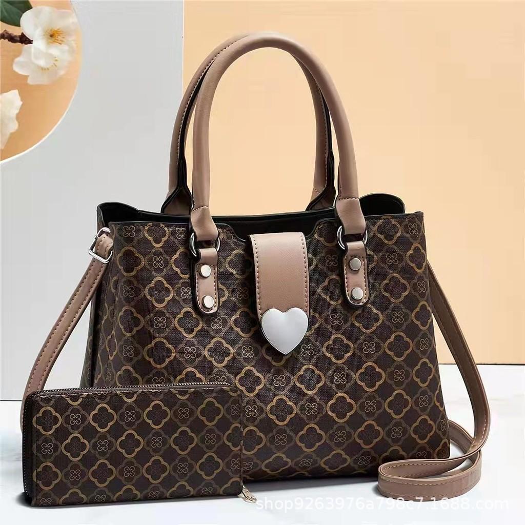 Stylish Vintage Pu Tote Bag Set With Large Capacity In Burgundy Khaki And Black Colors