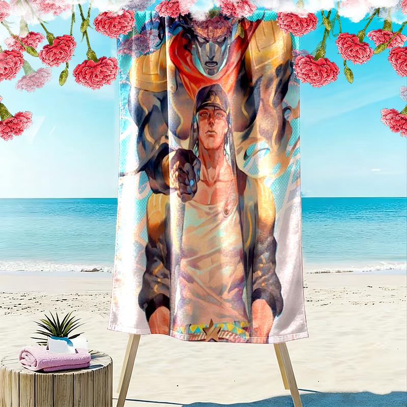 JoJo's Bizarre Adventure: Epic Characters Beach Towel Outdoor Camping Beach Towel for Vacation Photos Quick-drying Swim Towel Absorbent Bath Towel