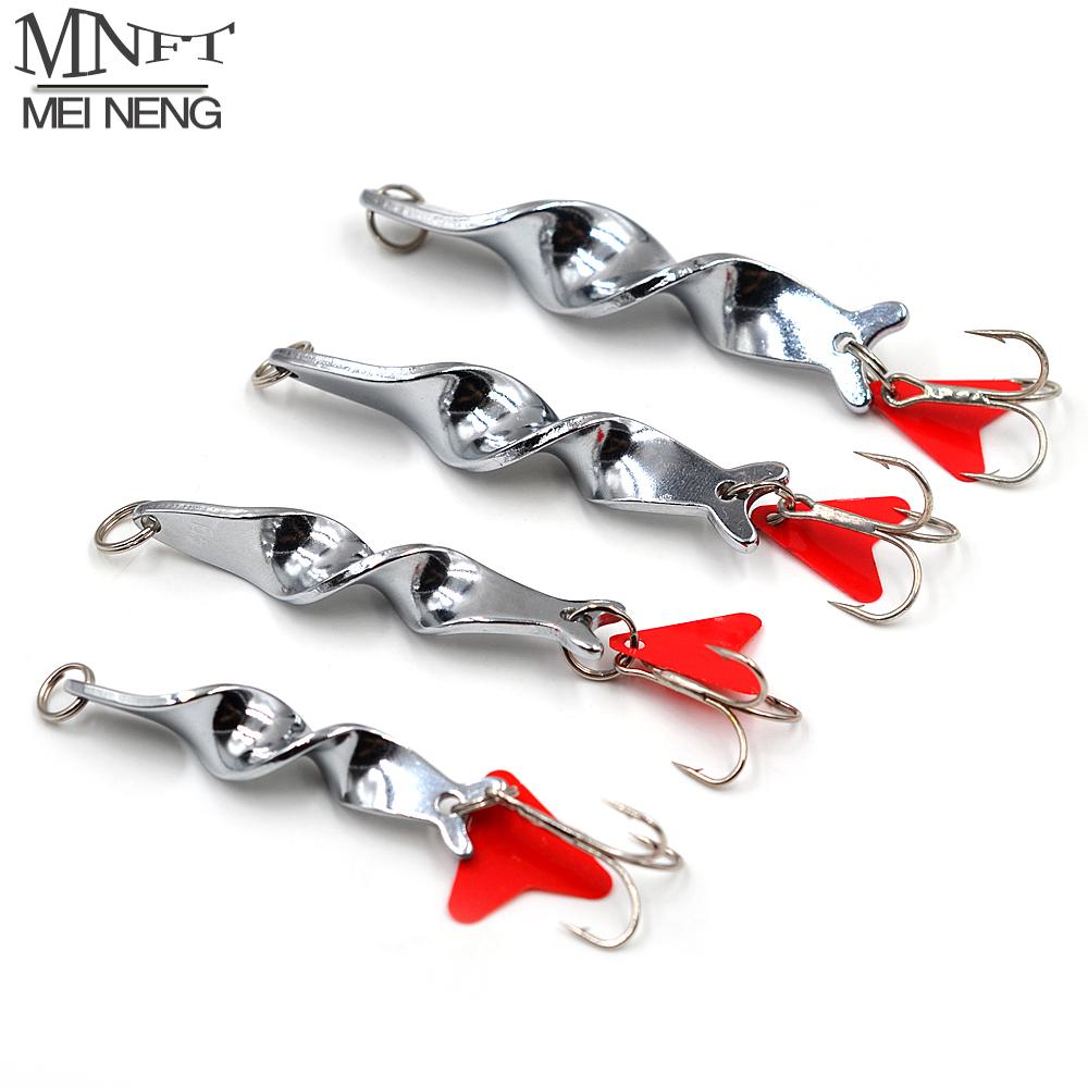 3Pcs Metal Rotating Spinner Spoon Fishing Lures Silver 10g 14g 21g 28g Trout Hard Baits with Treble Hook