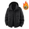 Men's Hooded Fleece Lined Jacket Thickened Warm Winter Coat Multi Pocket Casual Outerwear