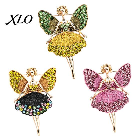 Shirt Accessory Sparkling Rhinstone Ballet Fairy Brooch, Winged Dancer Girl Alloy Lapel Metal Bag Pin Pin, Women Jewelry Accessories for Suit