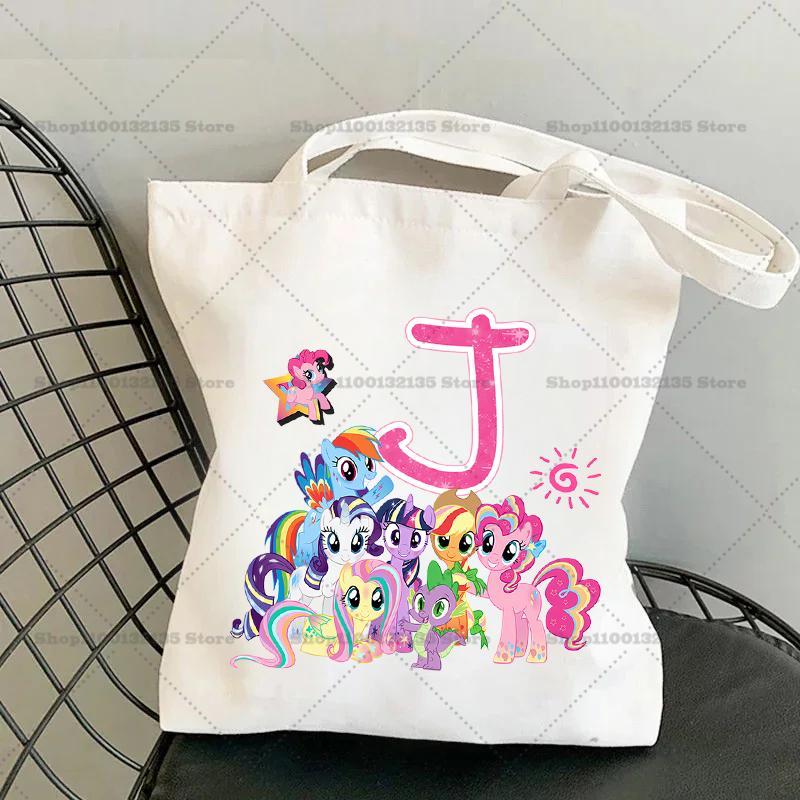 My Little Pony Shoulder Bag Cartoon Letter Handbag Large Capacity Crossbody Fashion Portable Canvas Storage Gift girl 26 Kid Friendly Entertaining Fun