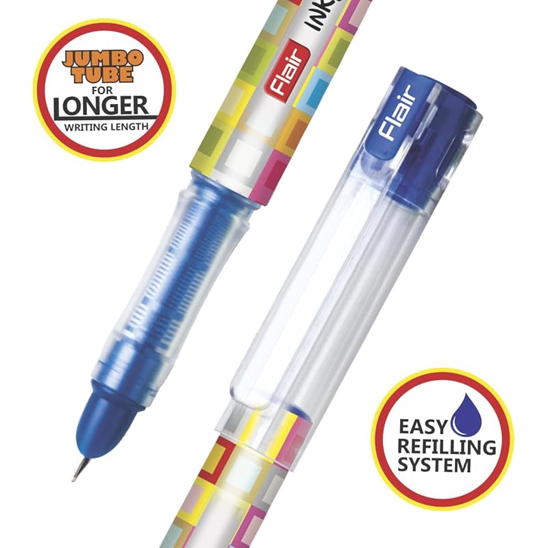 FLAIR Inky Series Classic Liquid Ink Fountain Pen Blister Pack | Ergonomic Grip Makes It Easy To Hold | Easy Refilling S 21 синий