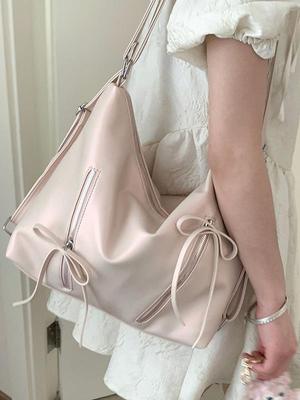 Korean Trendy Bow Double Shoulder Women's Tote & Backpack - 2025 Casual Large Capacity