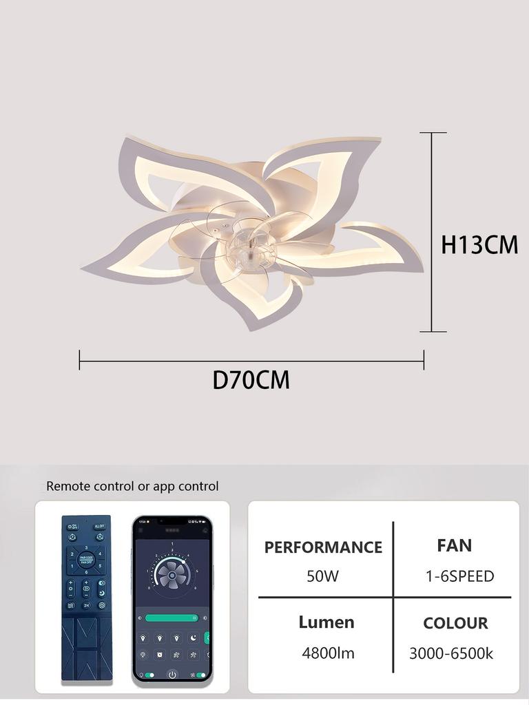 Led Low Noise Ceiling Fan Chandelier Living Dining Table Room Bedroom Kitchen Lights Black White Home Decoration Lamps Fixtures