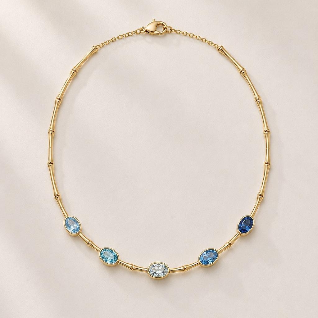 Colorful Oval Pendant Necklace Gold Tone Chain Necklace Multicolor Statement Jewelry Faceted Details Gift for Her