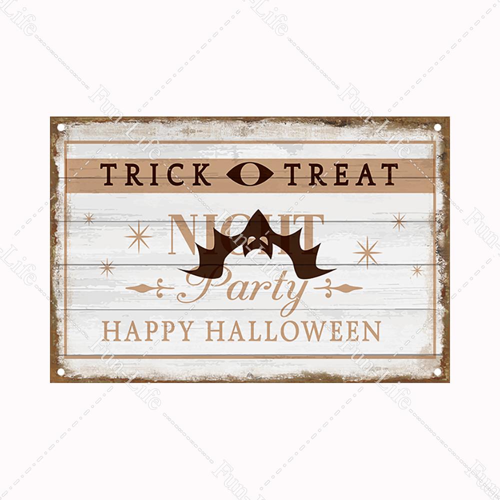 Halloween Pumpkin Tin Sign Vintage Plate Bat Poster Painting Festival Metal Signs Bar Art Party School Wall Home Decor 20x30cm
