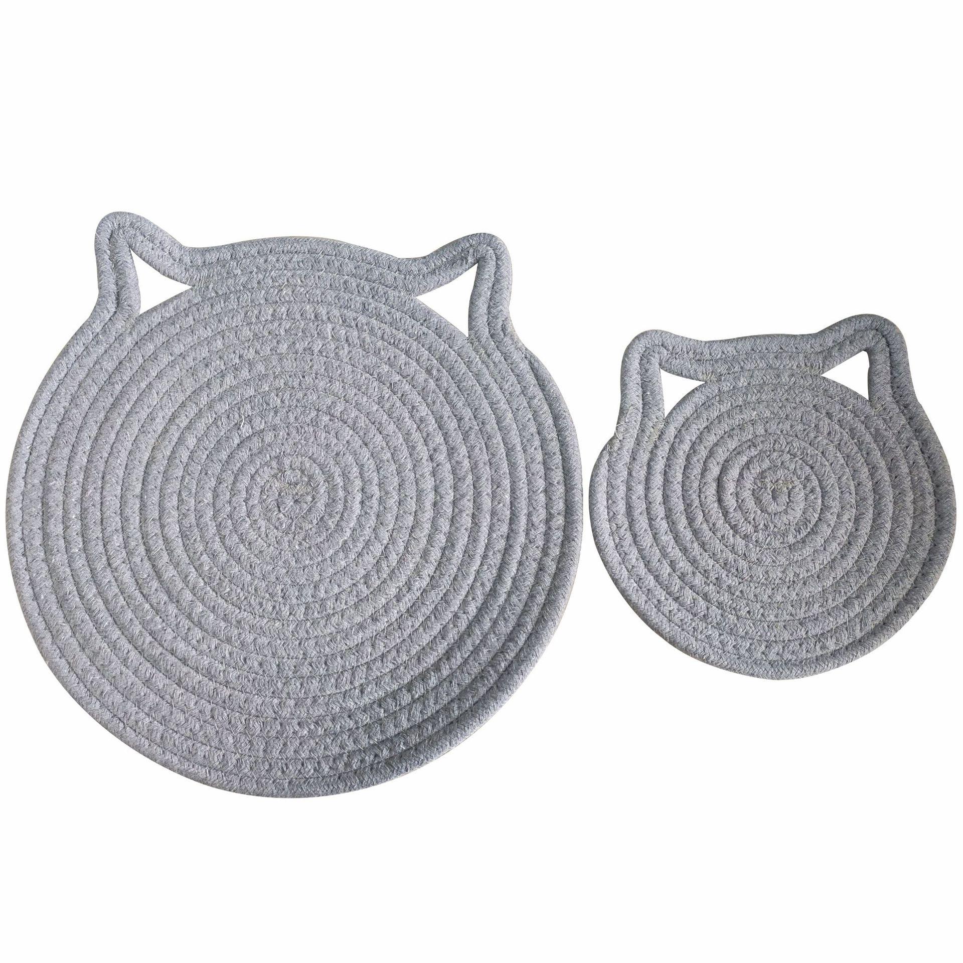 

Solid Color Cat Ear Cotton Rope Placemat: Heat-Resistant Mat & Coaster, Hangable Photo Prop 30cm