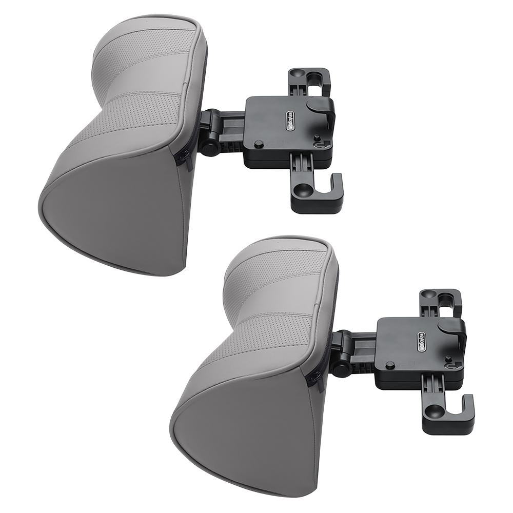 Leder-Auto-Kopfstützen-Nackenkissen, verstellbarer Winkel, Autositz-Kopfstützenkissen mit Haken zur Linderung von Kopfschmerzen, Autokrankheit