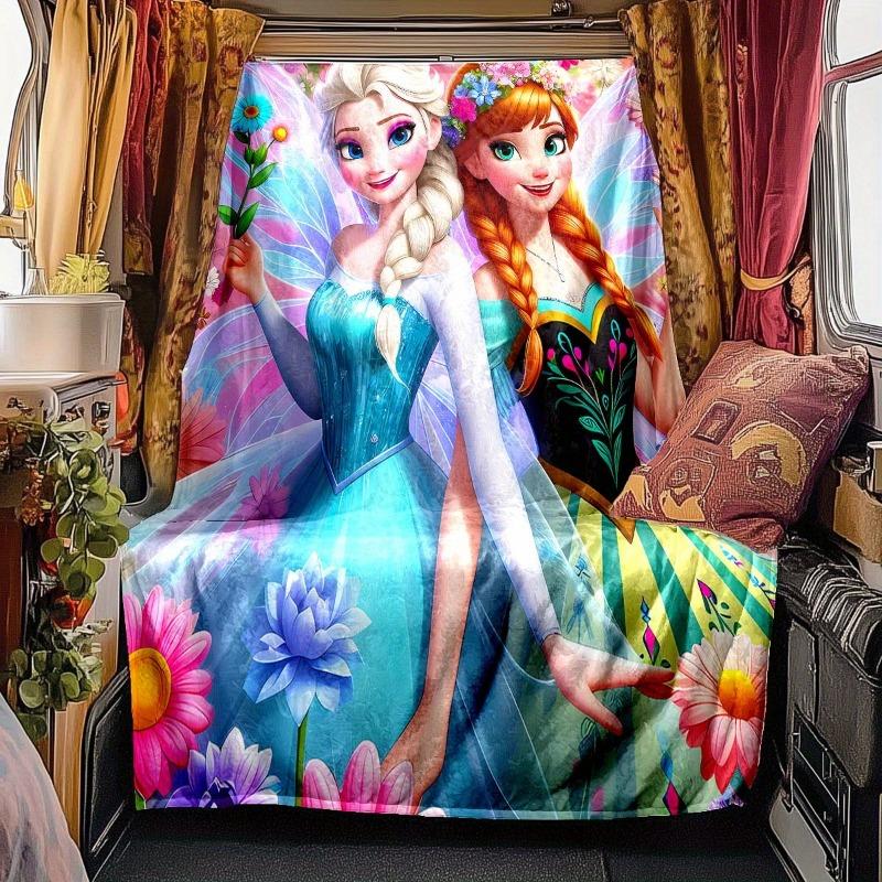Disney Beautiful Disney Frozen Aina and Anna Cartoon Blanket Woven Fabric Lathe Sofa Picnic Christmas Halloween Birthday Gift