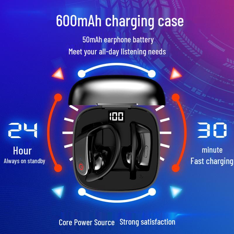 Sport Wireless Bluetooth Earphones with Long Standby and Ear-hook Design, Compatible with Huawei and Apple.