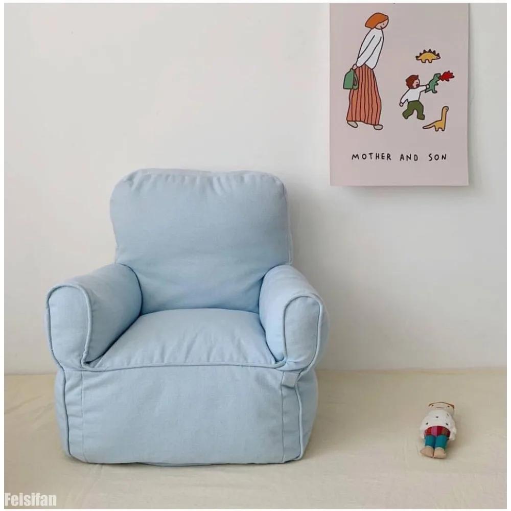 INS Children's Bean Bag Sofa Plaid Canvas Mini Chair Seat Kindergarten Early Education Institution Baby Single Furniture