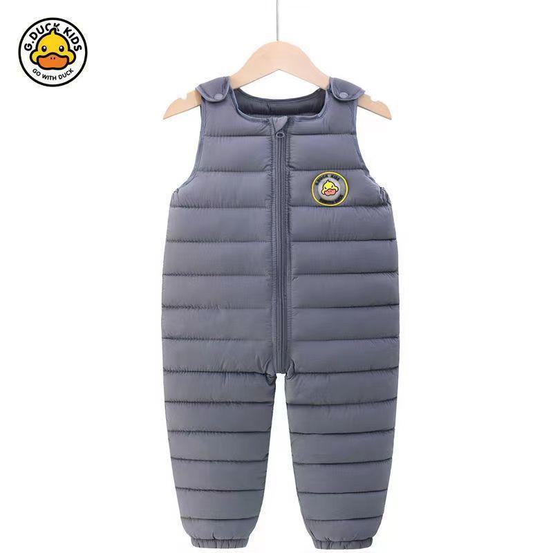 Infant & Toddler Cotton Bib Pants with Crotch Opening - Thick Winter Jumpsuit for Boys & Girls