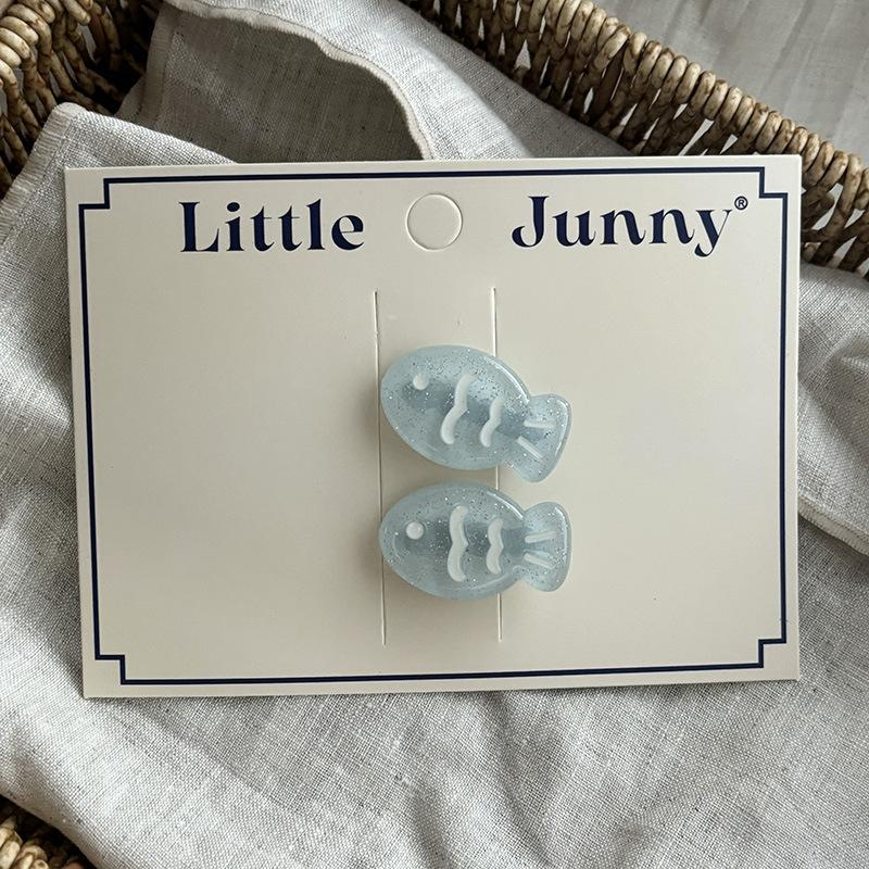 Refreshing and Transparent Blue Sparkling Small Fish Hair Clips Girl Heart Dopamine Colorful Edge Clip Side New Clip Hair