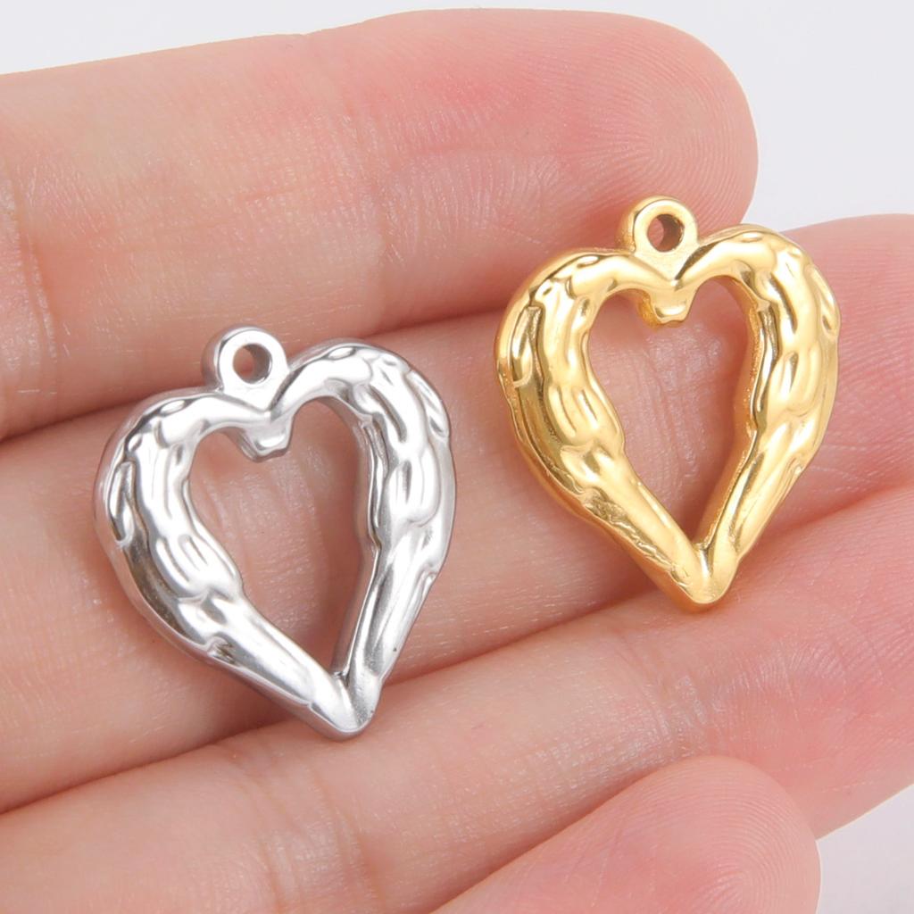 Teamer 5pcs/lot Love Heart Pendant Charms for Jewelry Making Stainless Steel Charms DIY Necklace Bracelet Accessories Supplies