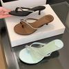 Eilyken Sommer Kristall Zehenclip Slipper Damen Elegant Niedrige Dünne Absätze Sandalen Flip Flops Pantoletten Schuhe Zapatos De Mujer