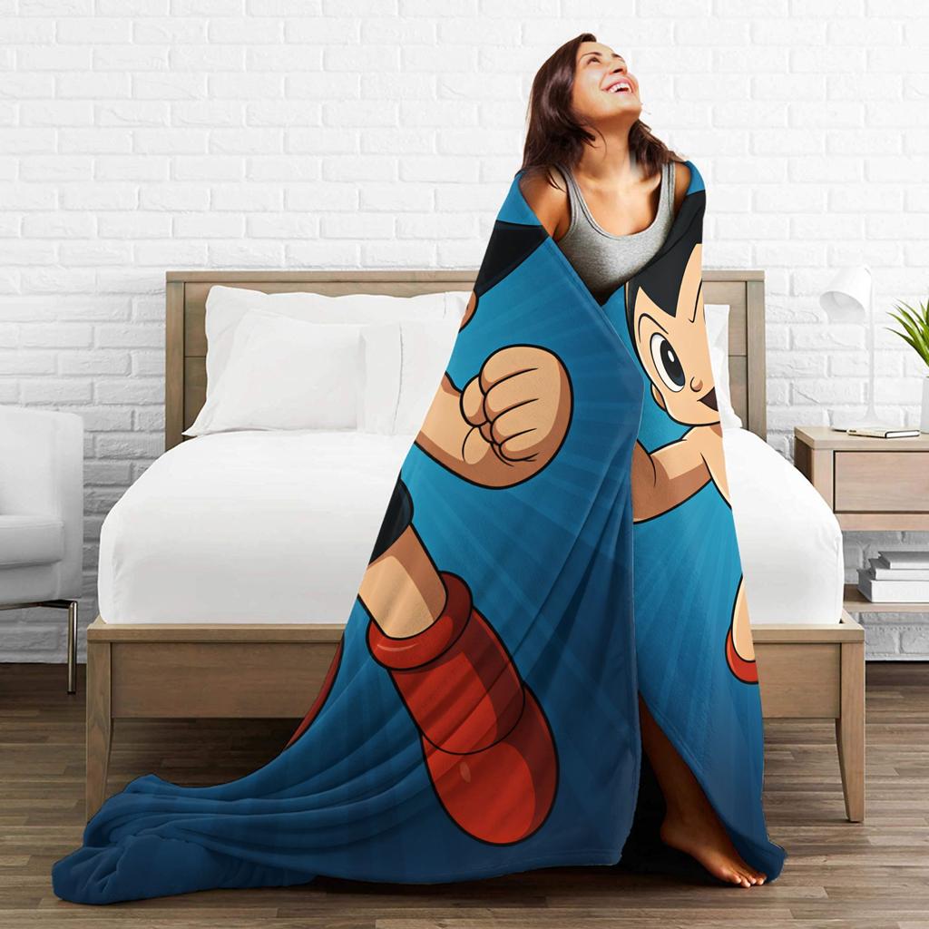 Astro Boy Anime Plush Blanket Girls Boys Flannel Throw Blanket For Living Room Warm Soft Custom Quality Bedspread Gift Idea