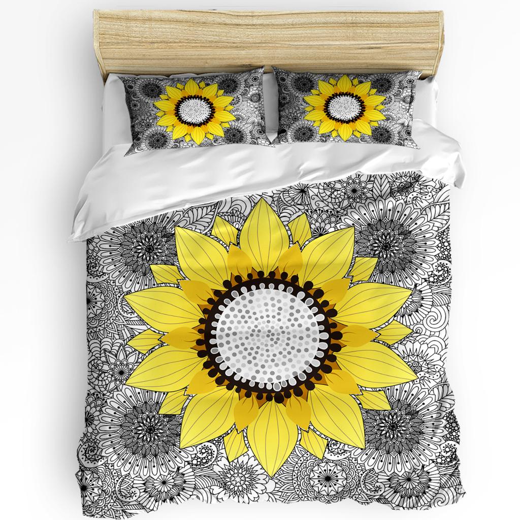 Breathable Soft Double Mandala Gradient Bohemian Flower With Pillow Case Custom 3pcs Bed Home Textile Quilt