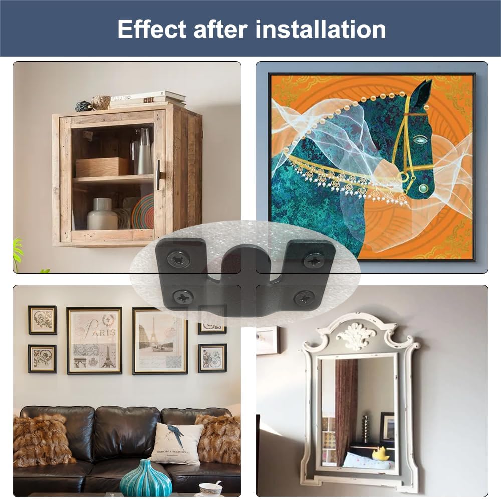 Pack of 8, Stainless Steel Mountain Character Hanging Buckle Insert Picture Frame Mirror Frame Gallery Pendant Connector Hanging Picture Buckle Bed