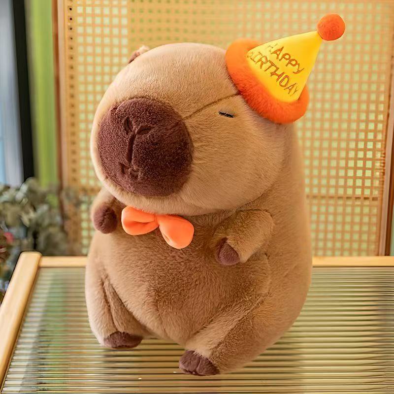 Boutique 8-inch Hat Kapibara Plush Toy Backpack Toast Milk Tea Capybara Doll Grab Machine Doll