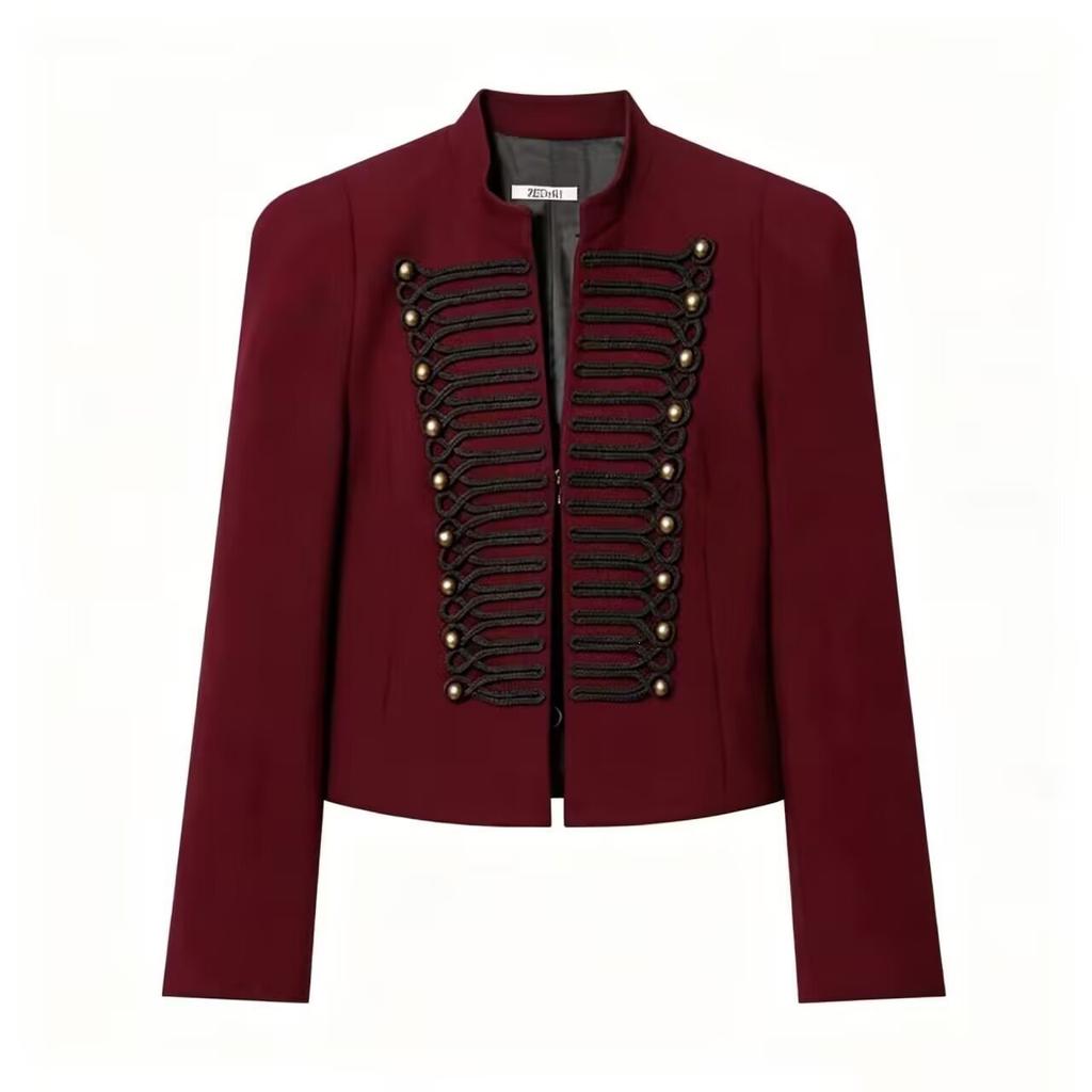 2026 Summer New European and American Cross-border Women's Fashion Padded Shoulder Slim Short Suit Jacket W018 1790