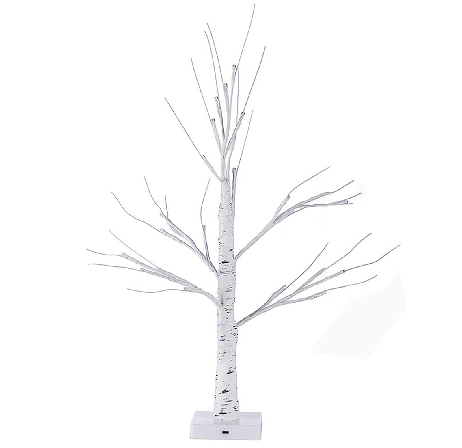 

24-дюймовая рождественская подсветка, белая елка, декор из берез, 24 светодиодных гирлянды, перезаряжаемая аккумуляторная батарея, искусственная настольная елка для рождественских украшений One Size