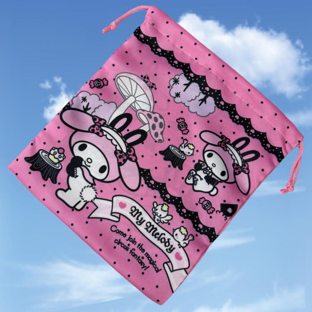 Large Sanrio Canvas Double-Sided Printed Drawstring Tote Bag, Eco-friendly Storage Solution
