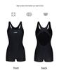 Women's Black Racing One-Piece Swimsuit with Concealing Briefs - Slimming, Conservative Swimwear for Slightly Overweight Women, Ideal for Pool Use