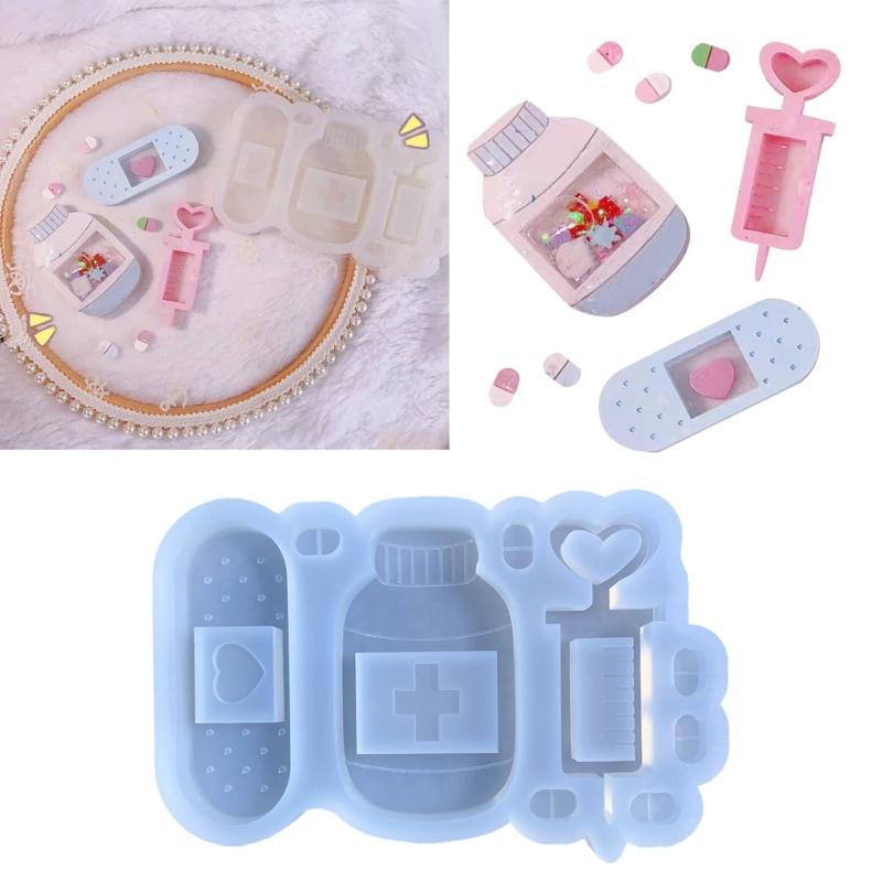 Pill Bottle Silicone Mold Quicksand Epoxy Casting Molds Resin Shaker Mold DIY Pendant Keychain Jewelry Making Mold