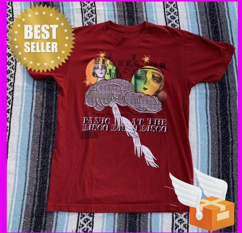 T-shirt Rossa da Tour della Band Panic At The Disco Regalo per Fan
