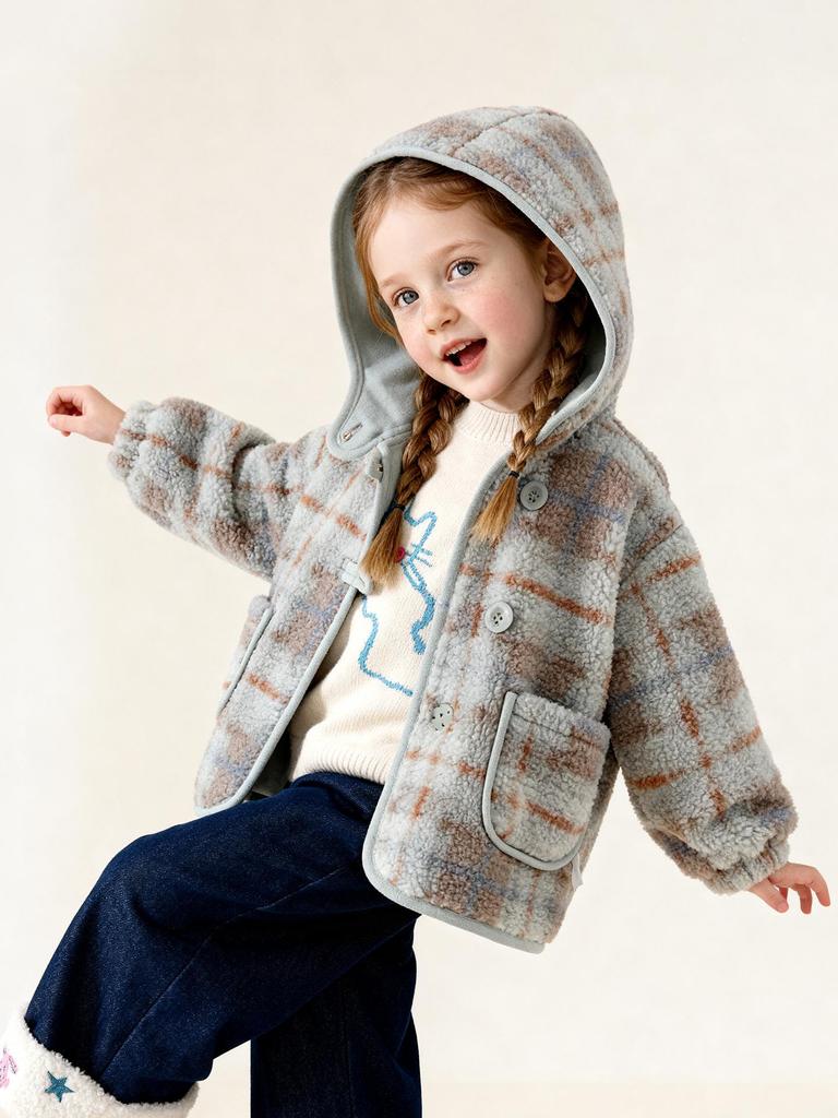 2025 Winter Kids' Lambswool Coat: Fashionable Suede Outerwear for Boys and Girls