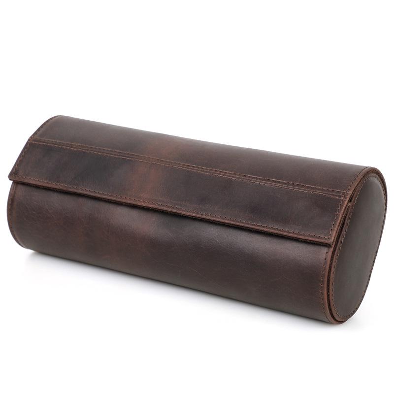 

Винтажный набор дорожных коробок для часов из кожи Crazy Horse - 3 предмета, противоударное хранение высокого класса для механических часов кофейный