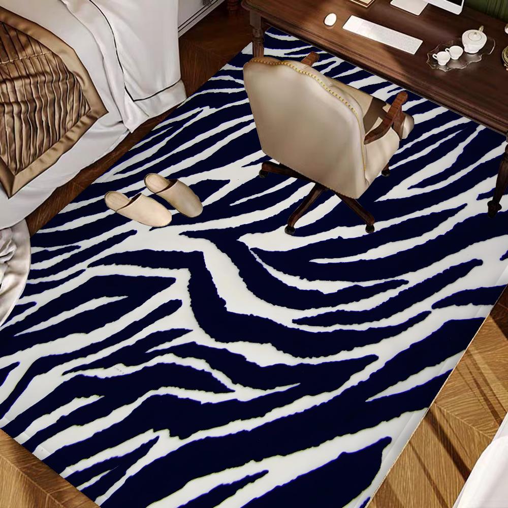 Black White Print Zebra Floor Mat INS Style Soft Bedroom Floor House Laundry Room Mat Anti-skid Bedside Area Rugs