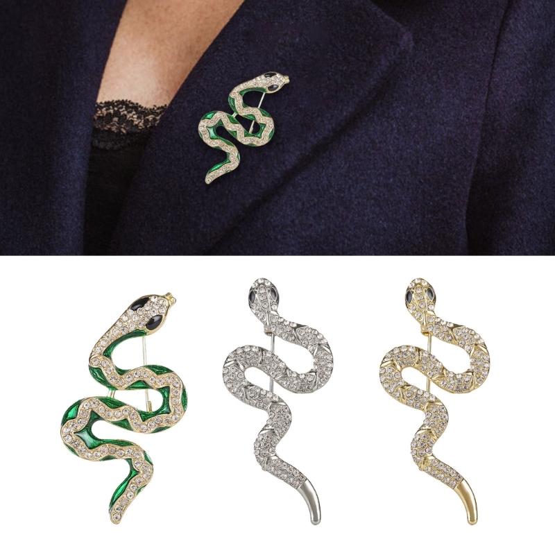 Stylish Serpents Inspired Brooch Fashionable Serpentines Brooch in High Quality Metal with Sparkling Highlight