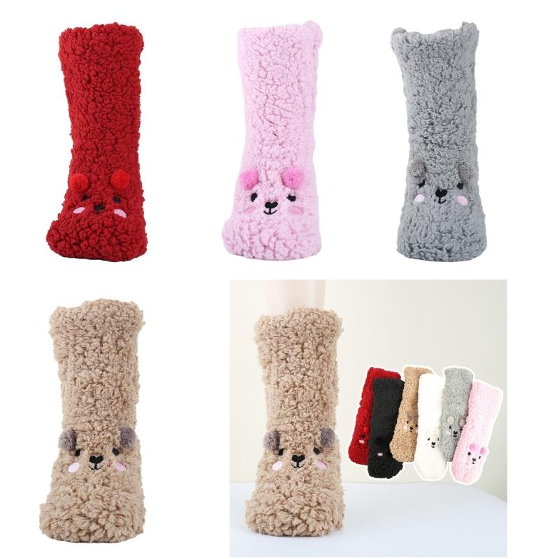 Women's Thicker Warm Fuzzy Socks Plush Warm Winter Socks for Sleep Home,Soft Cozy Socks Cartoon Doll Ankle Crew Socks