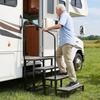 Marches pour camping-car avec main courante, 4 marches, capacité de charge de 300 kg, Marches robustes d'extérieur pour camping-car avec tapis antidérapant pour personnes âgées et animaux de compagnie, Marches portables pour chaud
