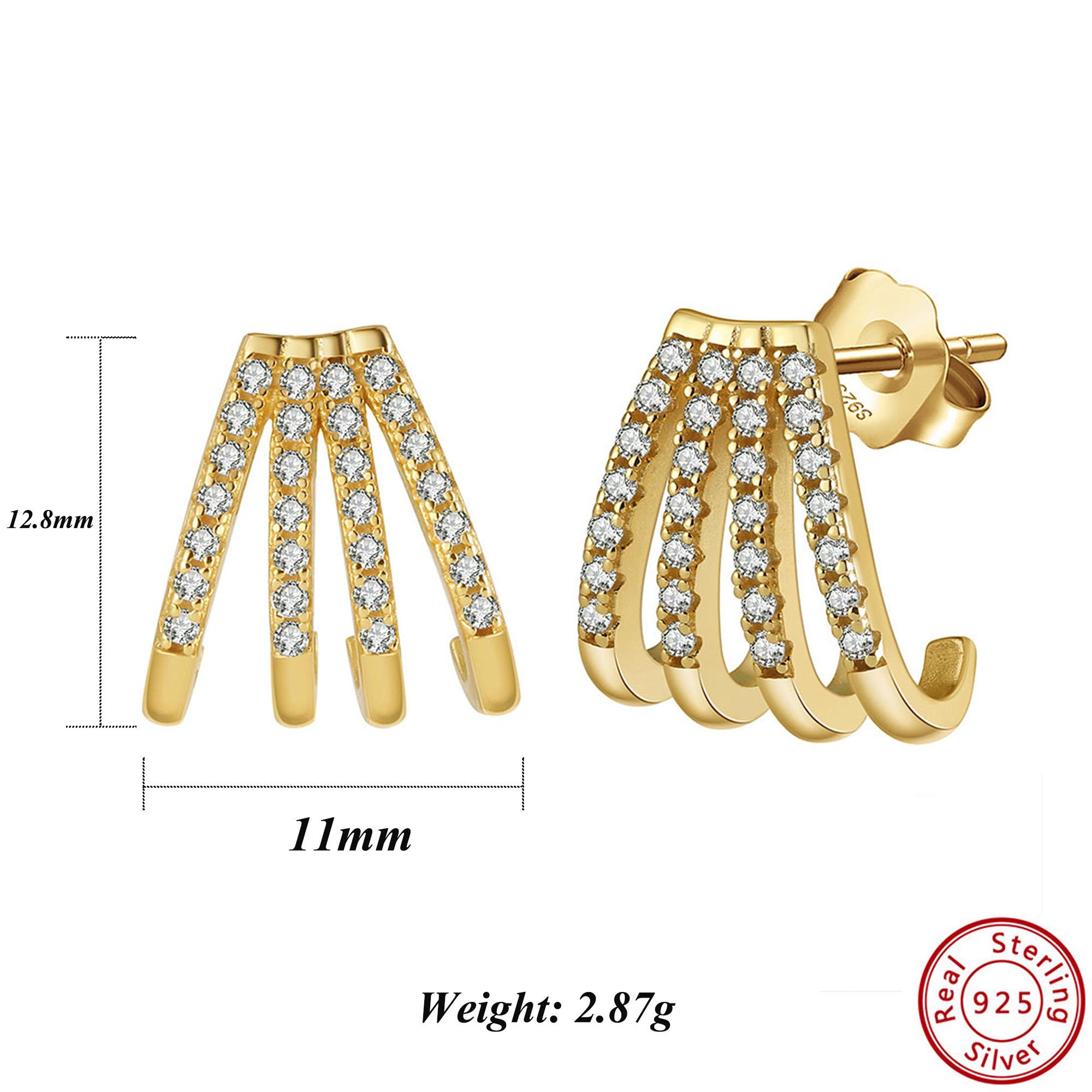

EFFIE QUEEN 925 Sterling Silver Stud Earrings & Row Sparkling Zirconia Paved Setting Claw Design Animal Series Casual Wear EQE47