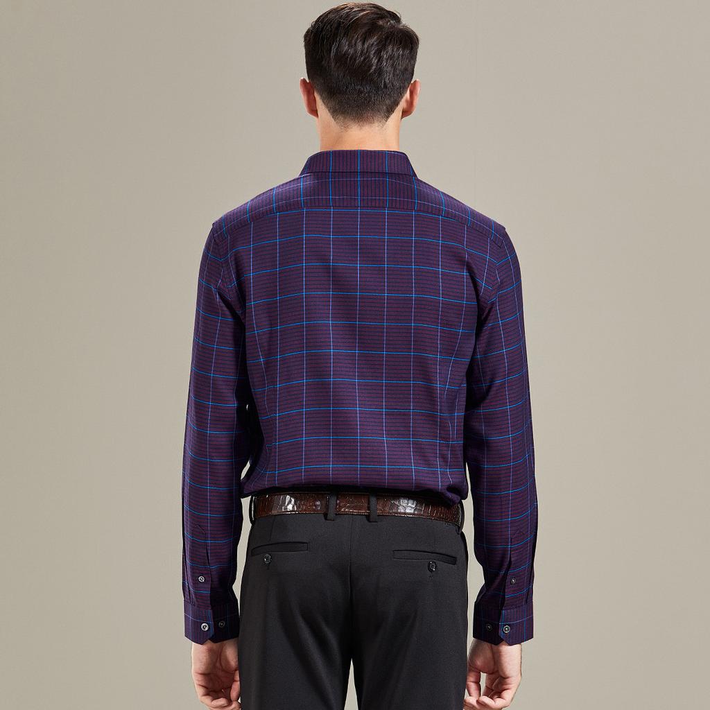 [Color Woven Plaid&wool Containing] Spring and Autumn Long Sleeved Shirt for Men, Comfortable, Breathable, Easy To Maintain, Business Casual Shirt
