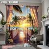2Pcs Tropical Seaside Pography Balcony Wood Bridge Theme Wedding Birthday Curtains Wide For Bedroom Living Room Dorm A