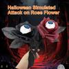 Horror Flower Rose Artificial Flower With Eyeball Halloween Supplies 41cm Black Fake Flower Cosplay Costume Accessories