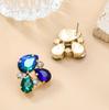Pinkdudu Bohemian Style Fashionable Colorful Rhinestone Earrings  European American Full Rhinestone Flower Earrings PD2188