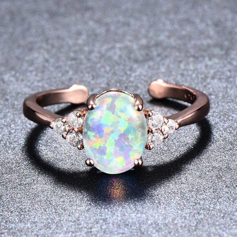 Supply, Platinum Opal Open Ring, Fashion Retro