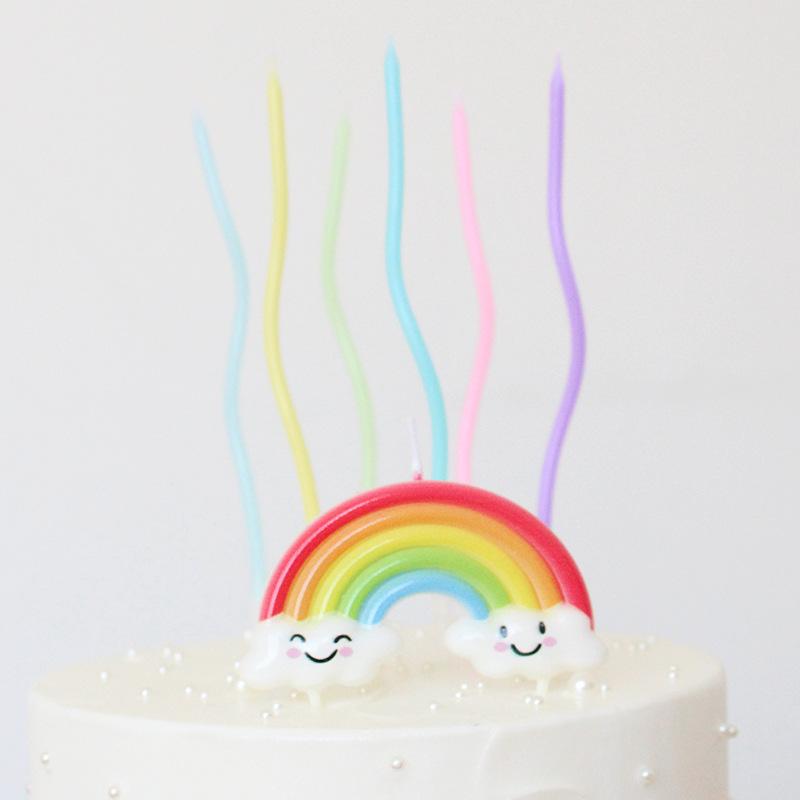Ins Wind Romance Rainbow Memory Frozen Candle Set Creative Party Baking Like Spiral Colored Candle