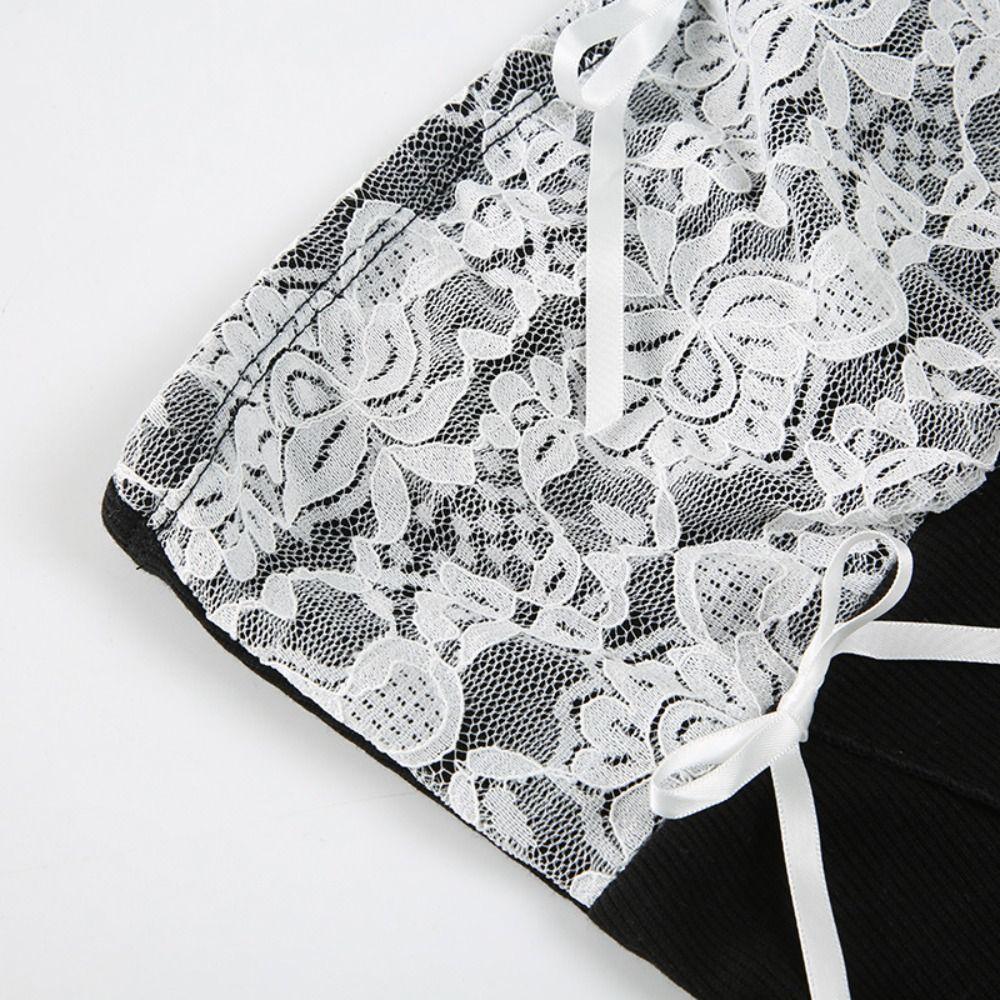 Mesh Flower Sweet Lace Vest Fake Two Pieces Sleeveless Crop Top Women Camisole  Women