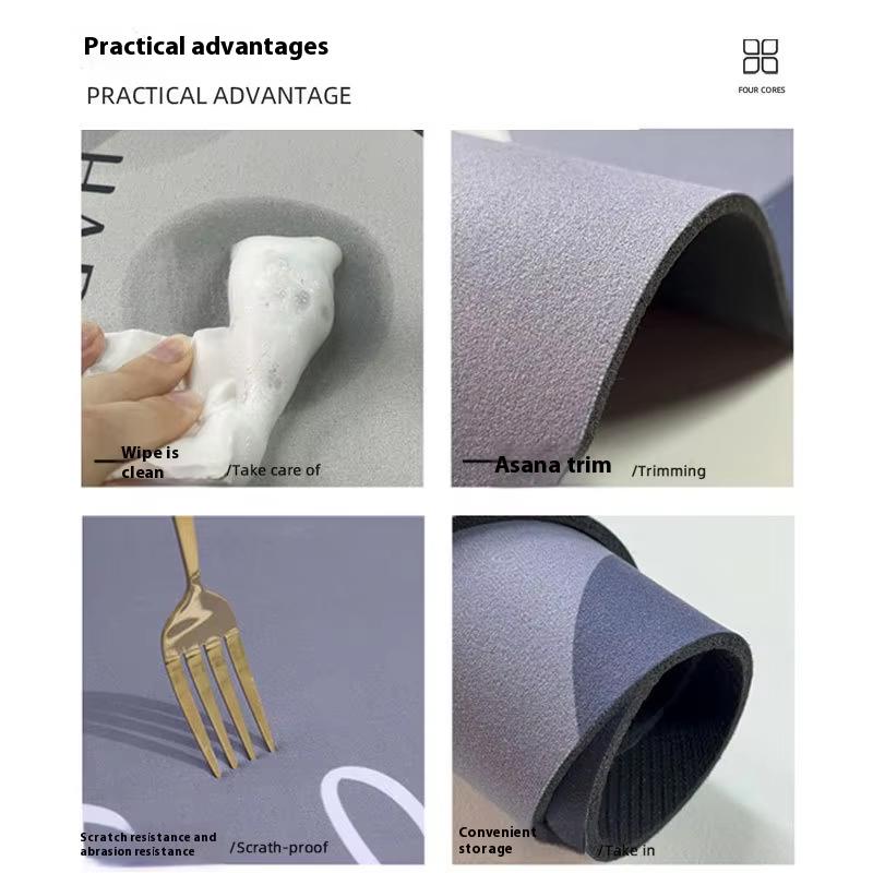 2 Stück Einfache Küchenbodenmatte, Zuhause Wasserabsorbierend Und Ölabsorbierend Rutschfeste Fußmatte Diatomeenerde Teppich Heimdekoration