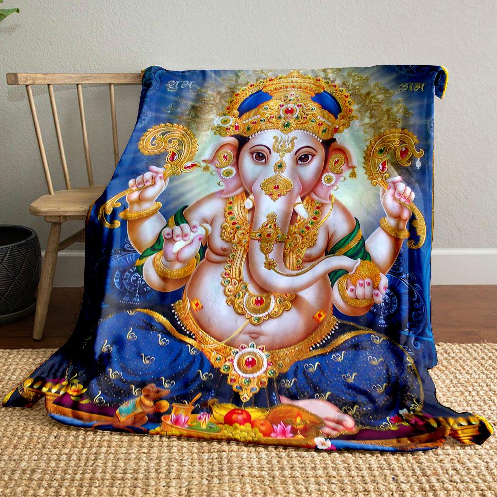 

Hindu Deity Ganesha Patterned Blanket bedroom Blanket for Livingroom Couch lunch break Soft throw for Friend s festival Gift 80cm x 120cm