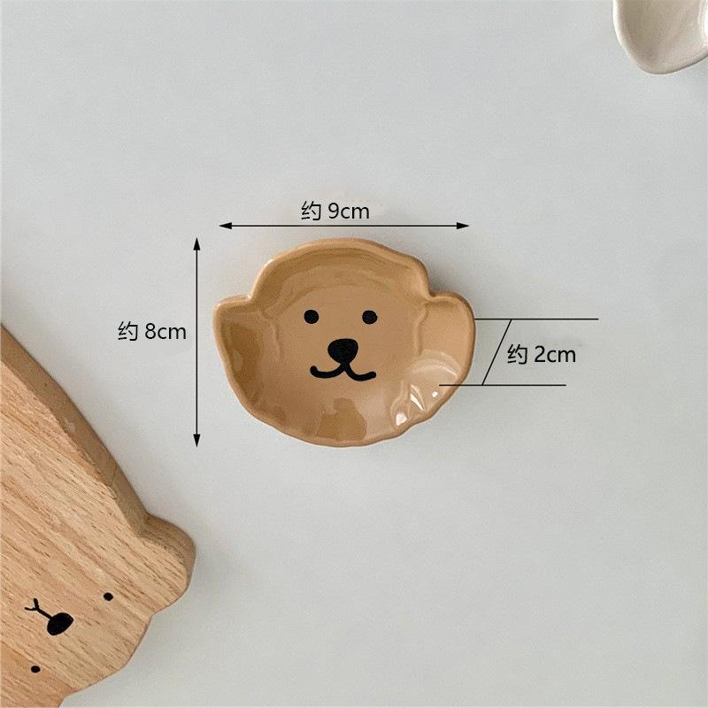 Cartoon Animal Ceramic Taste Plate Creative Cute Bear Puppy Plate Snack Snack Dipping Sauce Vinaigrette Plate