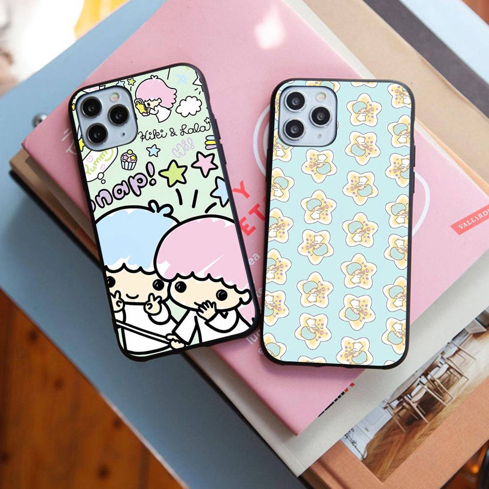 Case for iPhone 16 15 Plus 14 13 12 11 Pro 8 7 6S 6 SE 5S X XR XS Max Realme C30 C33 C31 9I Black Sofe Cover LI29 Little Twin Stars